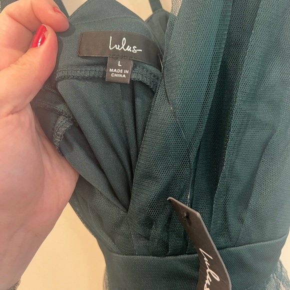 Lulus Rare Beauty Hunter Green Tulle Backless Maxi Dress New With Tags Large - Picture 6 of 6